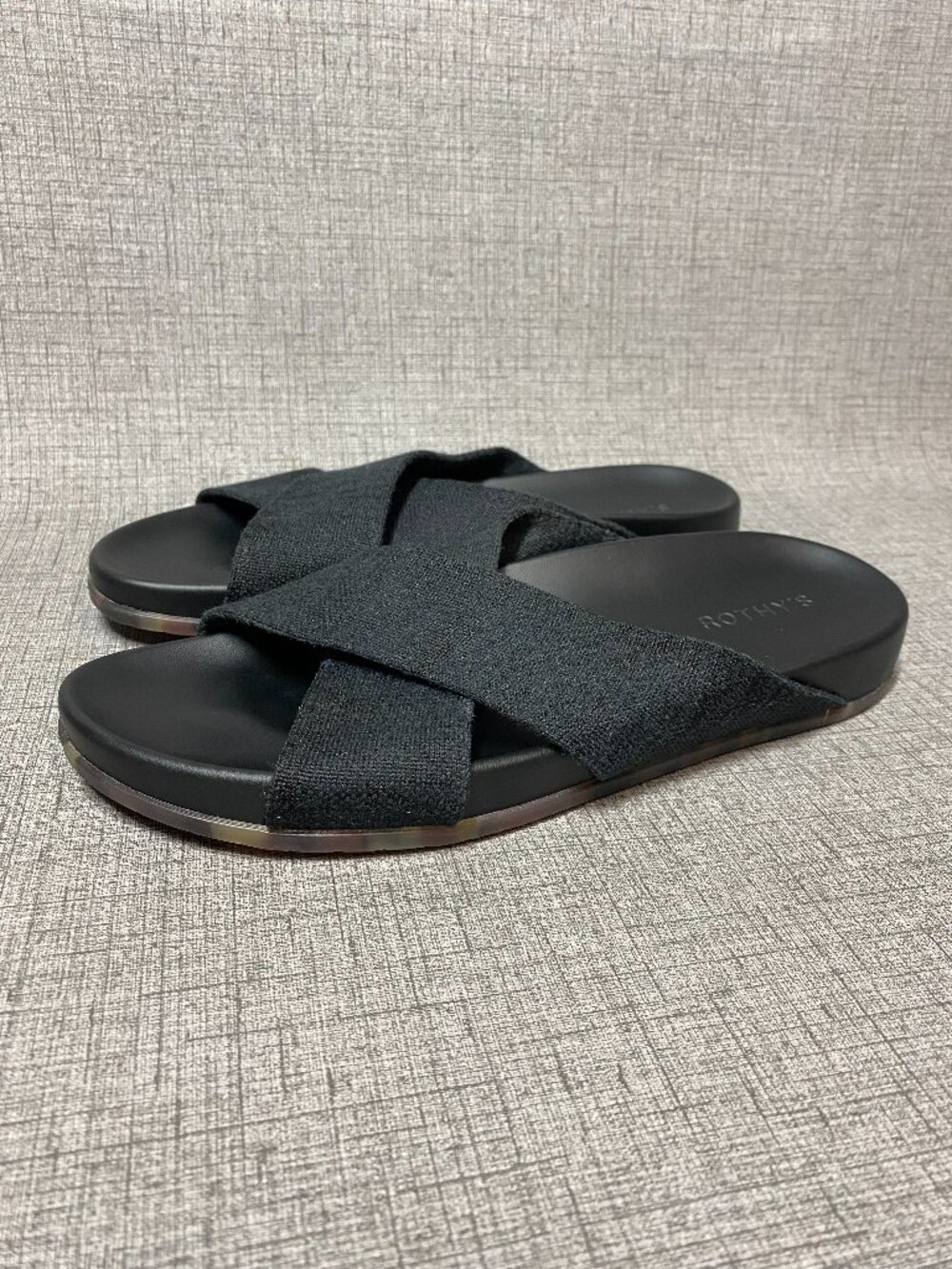 rothy's the weekend slide black cross strap sandals 10.5